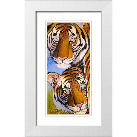 Tiger Tiger White Modern Wood Framed Art Print with Double Matting by Stevenson, Graeme