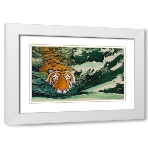 Tiger Waters White Modern Wood Framed Art Print with Double Matting by Stevenson, Graeme