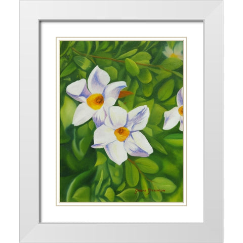 White Flower White Modern Wood Framed Art Print with Double Matting by Stevenson, Graeme
