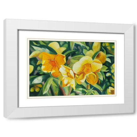 Yellow Bloom White Modern Wood Framed Art Print with Double Matting by Stevenson, Graeme