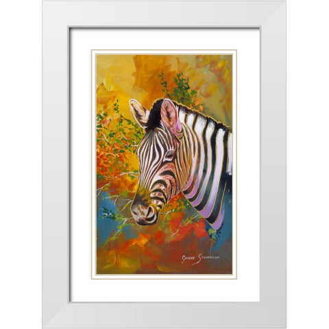 Zebra Days White Modern Wood Framed Art Print with Double Matting by Stevenson, Graeme