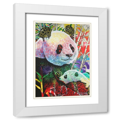 Rainbow Panda White Modern Wood Framed Art Print with Double Matting by Stevenson, Graeme