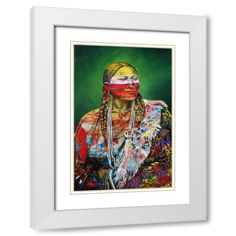 Arapaho Queen 1 White Modern Wood Framed Art Print with Double Matting by Stevenson, Graeme