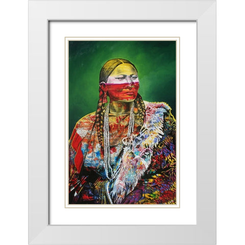 Arapaho Queen 1 White Modern Wood Framed Art Print with Double Matting by Stevenson, Graeme