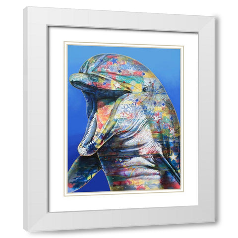 Dolphin White Modern Wood Framed Art Print with Double Matting by Stevenson, Graeme