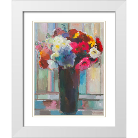 Touch of Blue White Modern Wood Framed Art Print with Double Matting by Khorasani, Hooshang