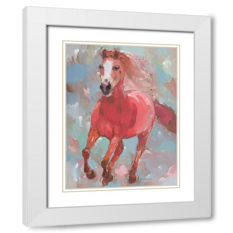 Blazing Runner White Modern Wood Framed Art Print with Double Matting by Khorasani, Hooshang