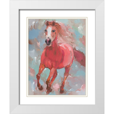 Blazing Runner White Modern Wood Framed Art Print with Double Matting by Khorasani, Hooshang