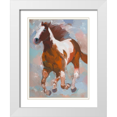 Painted Horse #2 White Modern Wood Framed Art Print with Double Matting by Khorasani, Hooshang