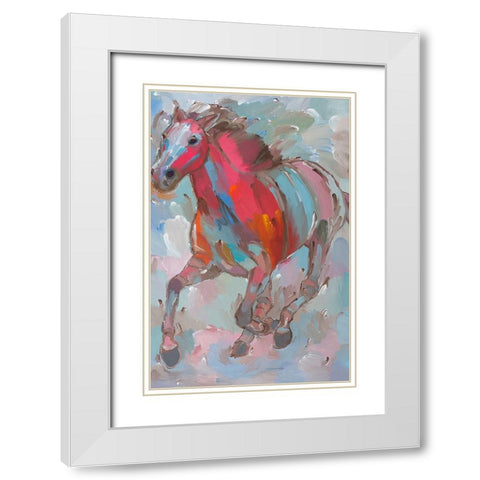 Red Runner White Modern Wood Framed Art Print with Double Matting by Khorasani, Hooshang