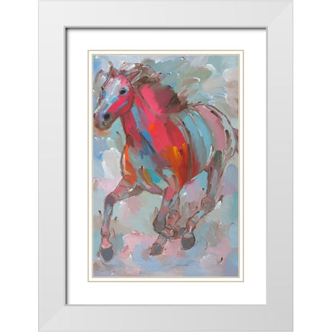 Red Runner White Modern Wood Framed Art Print with Double Matting by Khorasani, Hooshang