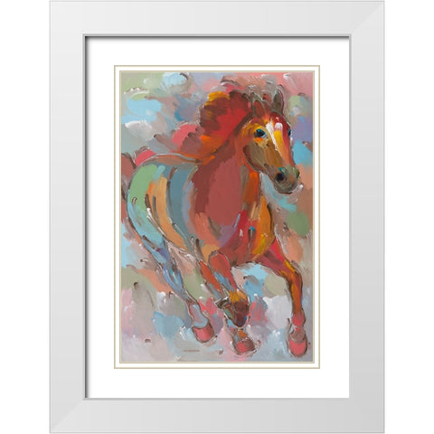 Red-Hoofed Runner White Modern Wood Framed Art Print with Double Matting by Khorasani, Hooshang