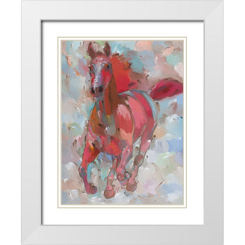 Red Wind White Modern Wood Framed Art Print with Double Matting by Khorasani, Hooshang