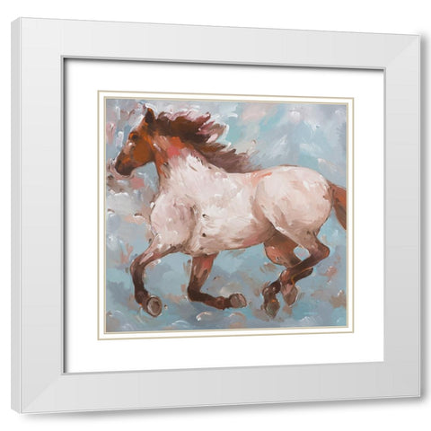 Roan Runner White Modern Wood Framed Art Print with Double Matting by Khorasani, Hooshang