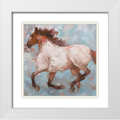 Roan Runner White Modern Wood Framed Art Print with Double Matting by Khorasani, Hooshang