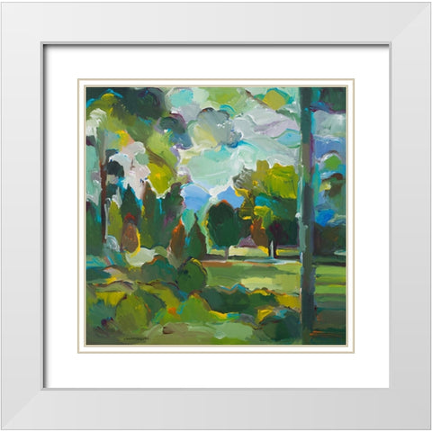 Valley of Green White Modern Wood Framed Art Print with Double Matting by Khorasani, Hooshang