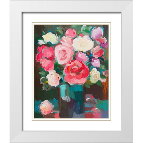 Rose Garden White Modern Wood Framed Art Print with Double Matting by Khorasani, Hooshang