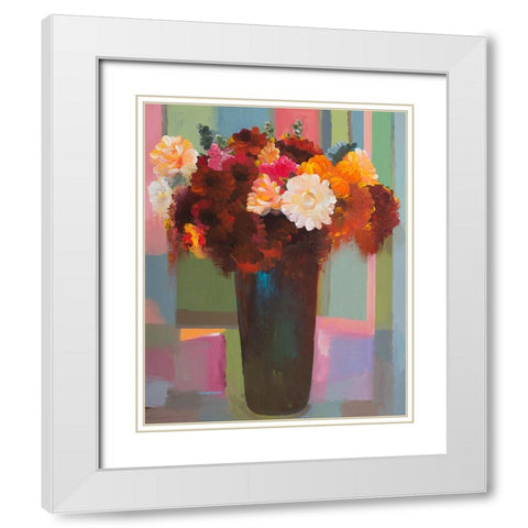 Bouquet of Many Colors White Modern Wood Framed Art Print with Double Matting by Khorasani, Hooshang