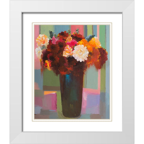 Bouquet of Many Colors White Modern Wood Framed Art Print with Double Matting by Khorasani, Hooshang