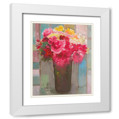 Bouquet of Roses White Modern Wood Framed Art Print with Double Matting by Khorasani, Hooshang