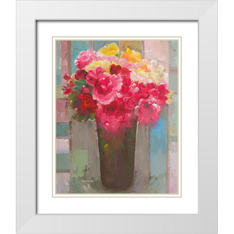 Bouquet of Roses White Modern Wood Framed Art Print with Double Matting by Khorasani, Hooshang