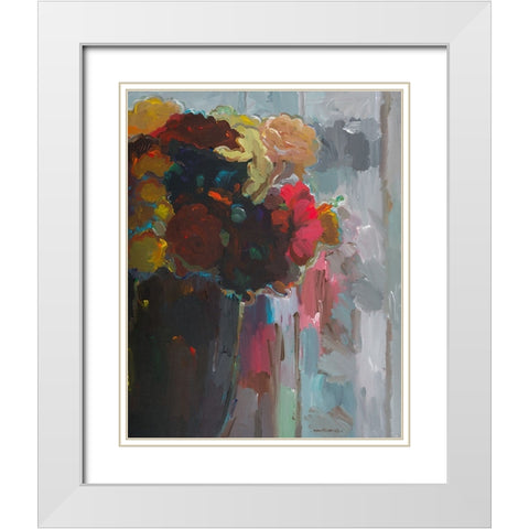 Asymmetrical Bouquet II White Modern Wood Framed Art Print with Double Matting by Khorasani, Hooshang