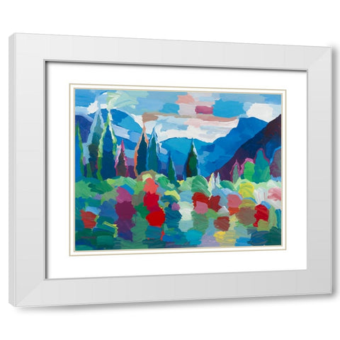 Petals and Peaks White Modern Wood Framed Art Print with Double Matting by Khorasani, Hooshang