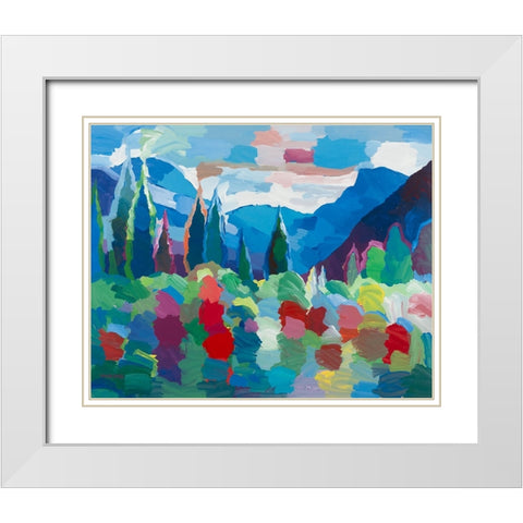 Petals and Peaks White Modern Wood Framed Art Print with Double Matting by Khorasani, Hooshang