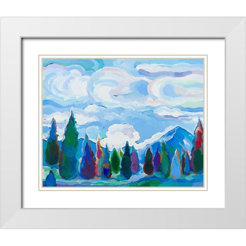 Color and Clouds #4 White Modern Wood Framed Art Print with Double Matting by Khorasani, Hooshang