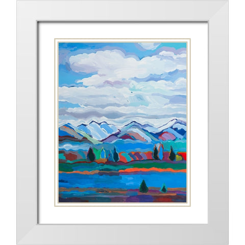 Color and Clouds #6 White Modern Wood Framed Art Print with Double Matting by Khorasani, Hooshang