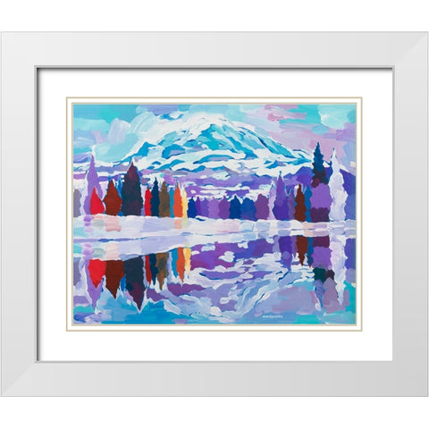 Natures Reflection White Modern Wood Framed Art Print with Double Matting by Khorasani, Hooshang