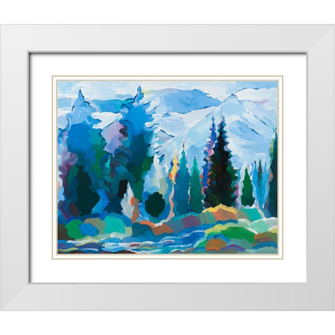 Blue Daydream White Modern Wood Framed Art Print with Double Matting by Khorasani, Hooshang