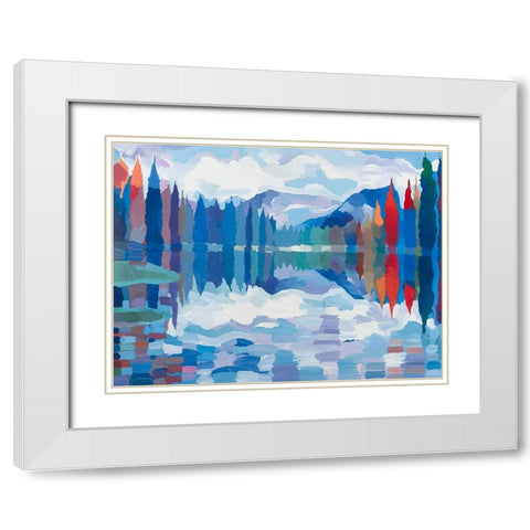 Sierra Serenity White Modern Wood Framed Art Print with Double Matting by Khorasani, Hooshang