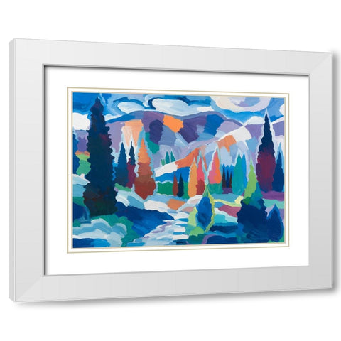 The Creek among the Colors White Modern Wood Framed Art Print with Double Matting by Khorasani, Hooshang