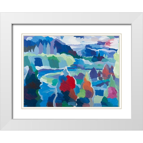 Color round the Bend White Modern Wood Framed Art Print with Double Matting by Khorasani, Hooshang
