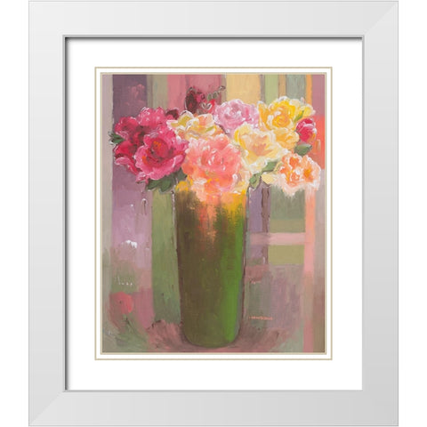 Romantic Roses White Modern Wood Framed Art Print with Double Matting by Khorasani, Hooshang