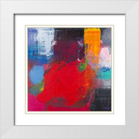Joy #3 White Modern Wood Framed Art Print with Double Matting by Khorasani, Hooshang