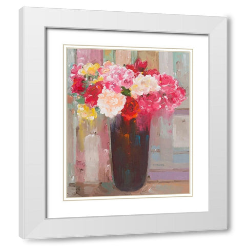 Love in Bloom White Modern Wood Framed Art Print with Double Matting by Khorasani, Hooshang