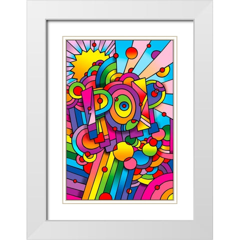 Pop 1 White Modern Wood Framed Art Print with Double Matting by Green, Howie