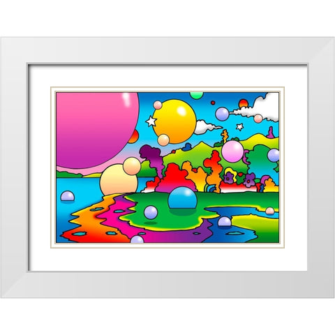 Bubbles Landscape White Modern Wood Framed Art Print with Double Matting by Green, Howie