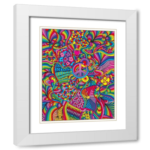 Peace Sign Lines White Modern Wood Framed Art Print with Double Matting by Green, Howie