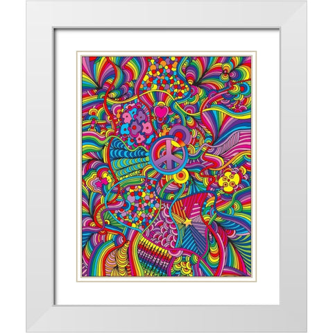 Peace Sign Lines White Modern Wood Framed Art Print with Double Matting by Green, Howie