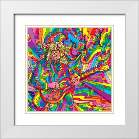 Guitar Player 715 White Modern Wood Framed Art Print with Double Matting by Green, Howie