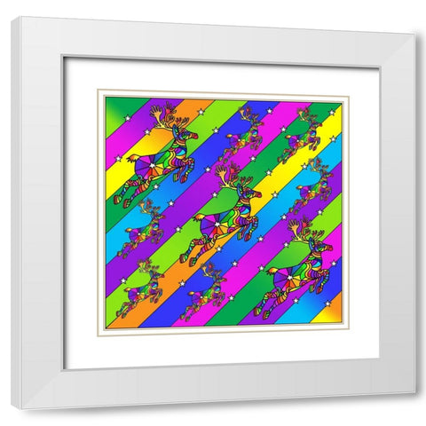 Pop Art Reindeer White Modern Wood Framed Art Print with Double Matting by Green, Howie