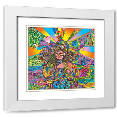 Hippie Chick White Modern Wood Framed Art Print with Double Matting by Green, Howie
