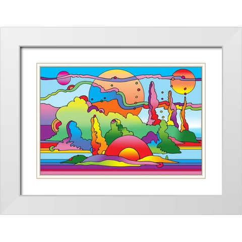 Pop-Art-Landscape-116 White Modern Wood Framed Art Print with Double Matting by Green, Howie