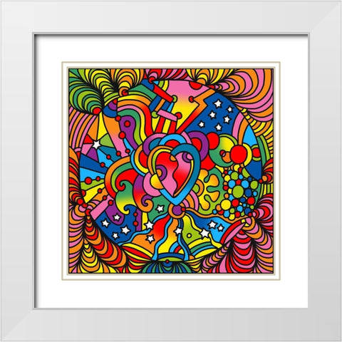 Pop Art Heart Swirls White Modern Wood Framed Art Print with Double Matting by Green, Howie