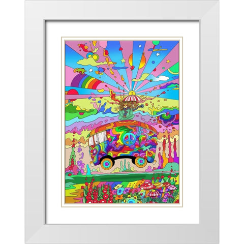 Magic Bus White Modern Wood Framed Art Print with Double Matting by Green, Howie
