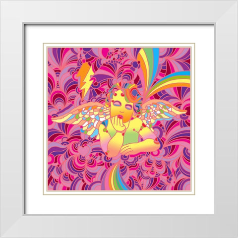 Pop-Art-Cherub-2 White Modern Wood Framed Art Print with Double Matting by Green, Howie