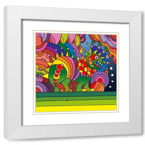 Pop-Art-Phinn-Monster White Modern Wood Framed Art Print with Double Matting by Green, Howie